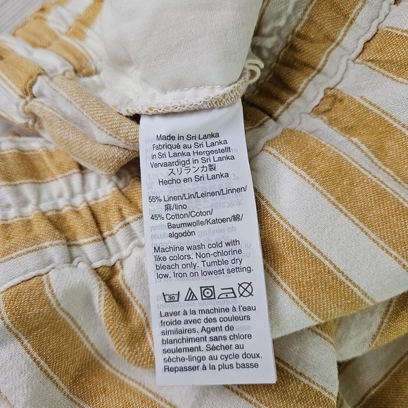 Madewell Tapered Huston Pull On Linen Crop Pants in Golden Plume Stripe Sz Small - Picture 9 of 14